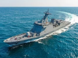This image, provided by Hanwha Systems Co. on 12 May 2023, depicts a Philippine Navy Jose Rizal-class frigate.