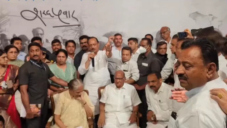 Sharad Pawar being persuaded by NCP members
