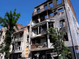 Destroyed building in Kharkiv