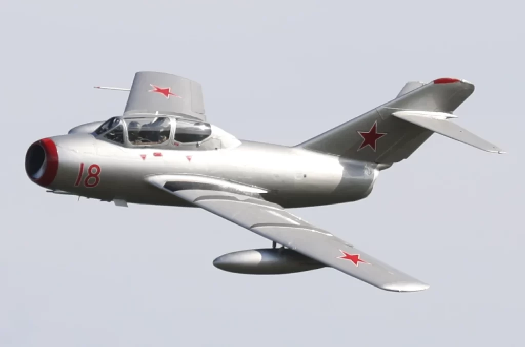 A Soviet Air Forces MiG-15UTI two-seater trainer 