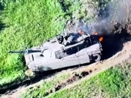 M1A1 Abrams burning