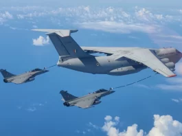 Indian Air Force Rafales being Refueled by IL-76 Midas Tankers enroute Alaska