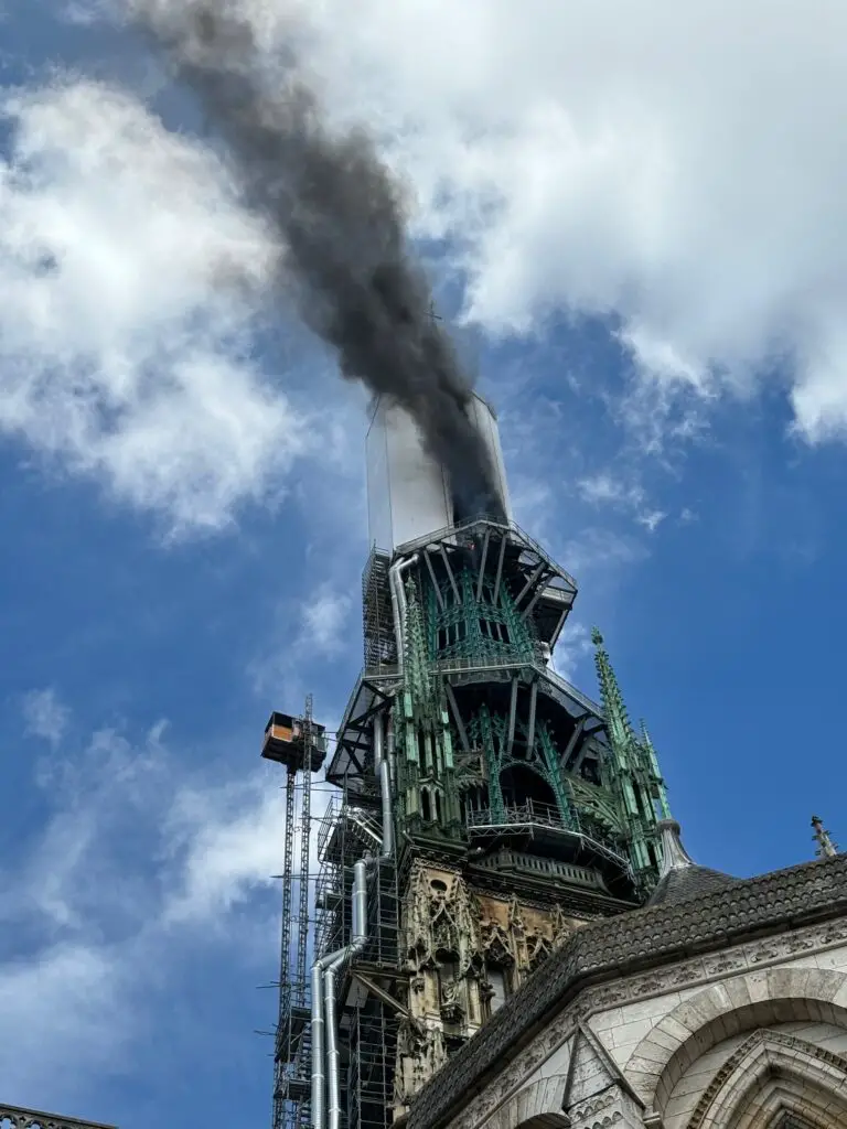 Rouen Cathedral Spire on Fire