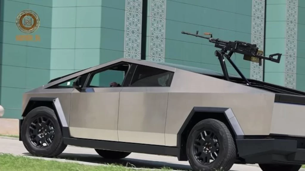 Chechen leader Ramzan Kadyrov's Tesla Cybertruck With a Gun