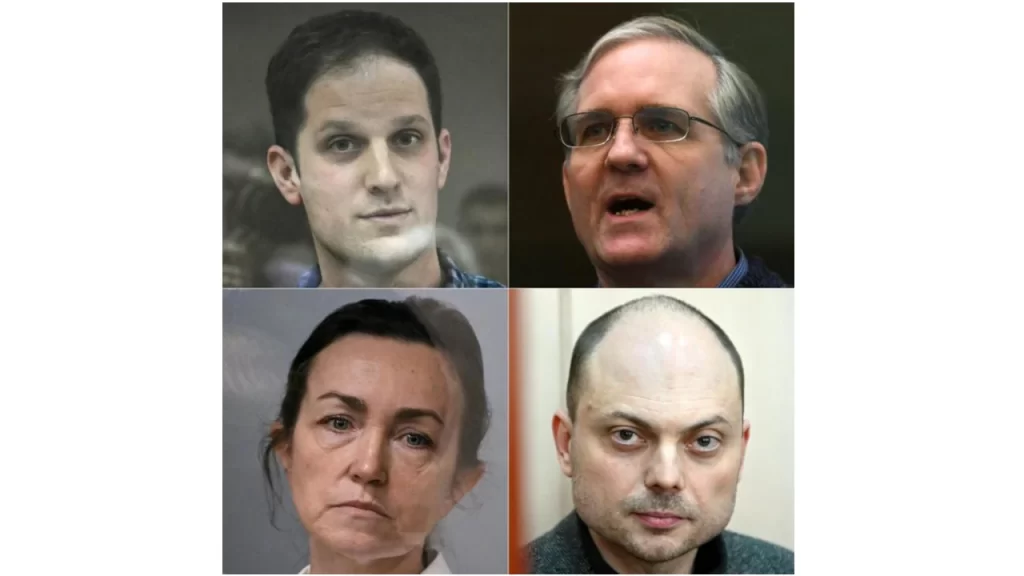 Evan Gershkovich, Paul Whelan, Alsu Kurmasheva and Vladimir Kara-Murza