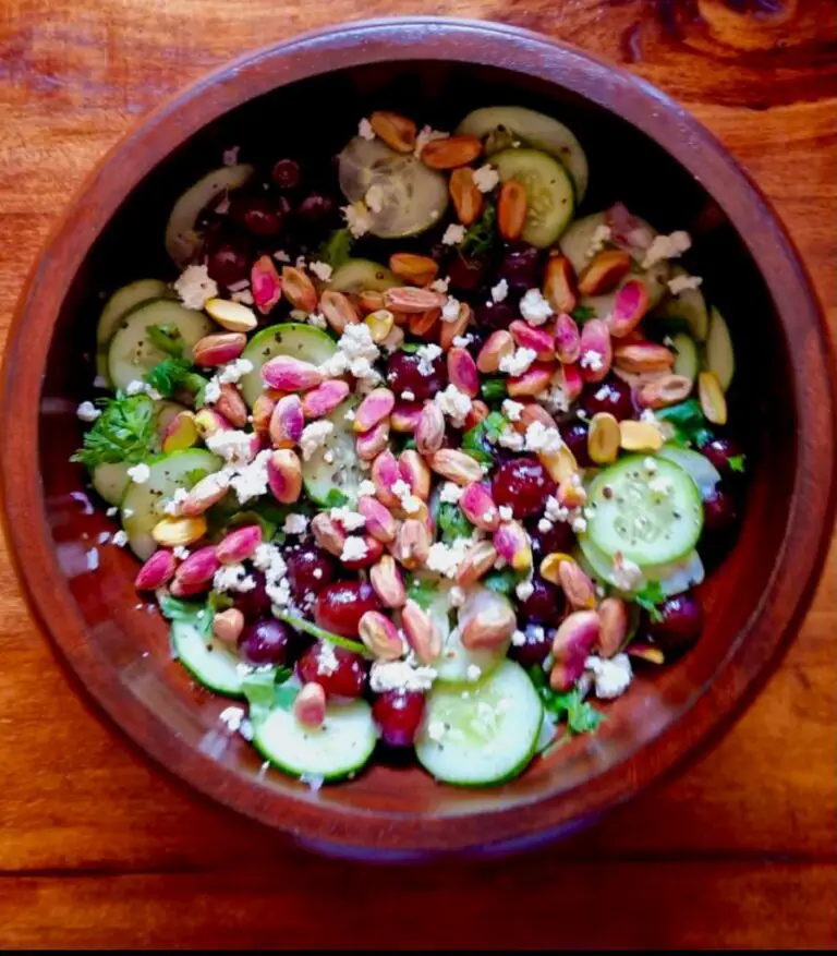 Cucumber & grapes salad with pistachio & feta cheese