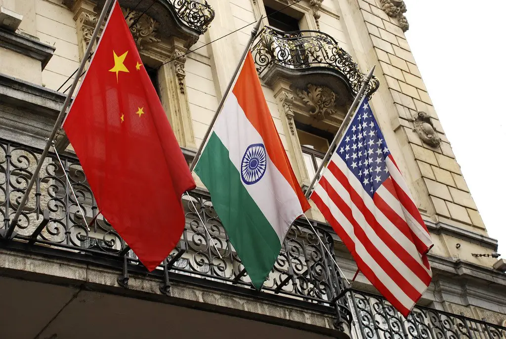 India China US Flags