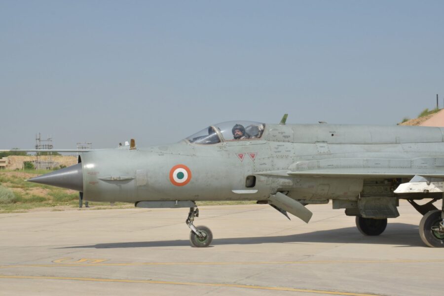 Air Chief Marshal RKS Bhadauria flies a Mig-21 Bison