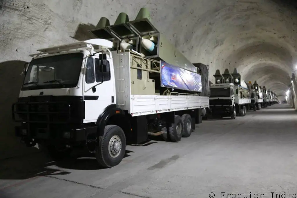 Missiles on trucks at IRGC Navy Underground Missile base