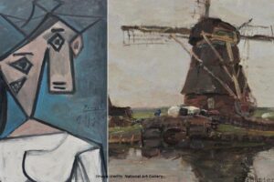 Woman's Head by Pablo Picasso and Mill by Pete Mondrian