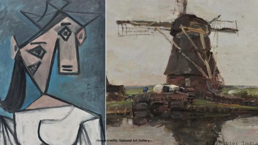 Woman's Head by Pablo Picasso and Mill by Pete Mondrian