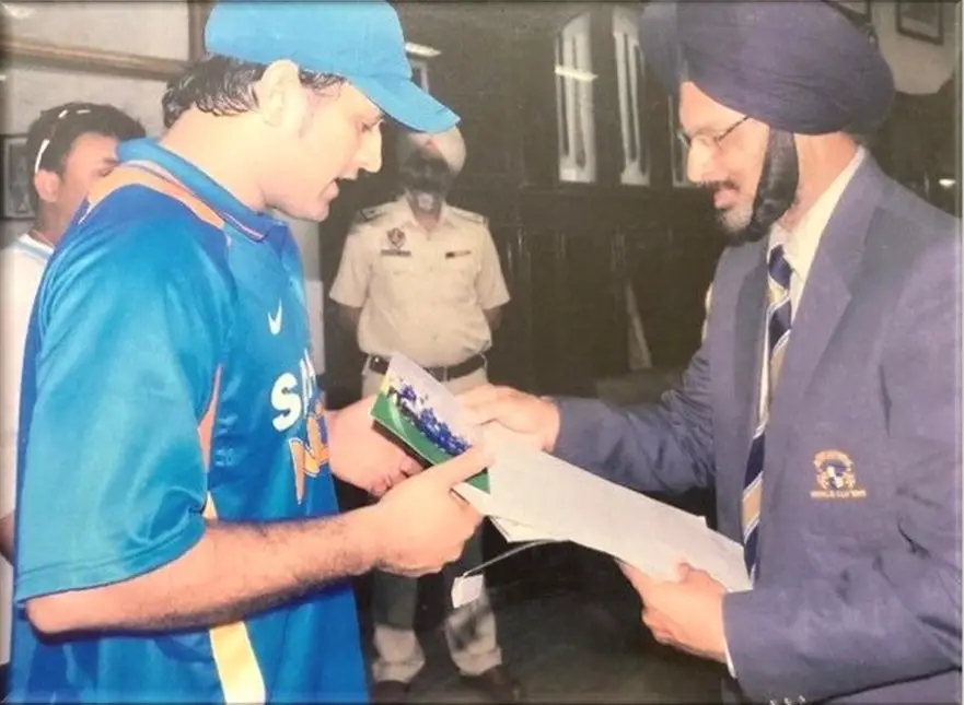 Brigadier GS Sandhu with Cricketer MS Dhoni