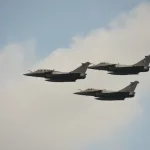 Rafale aircraft flypast during induction ceremony at Air Force station Hasimara on 28 Jul 21