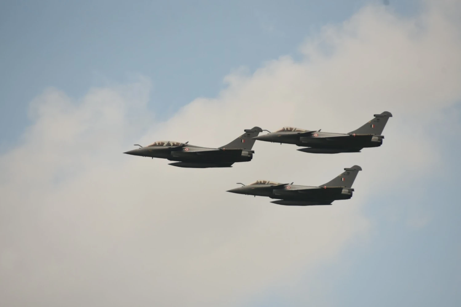 Rafale aircraft flypast during induction ceremony at Air Force station Hasimara on 28 Jul 21