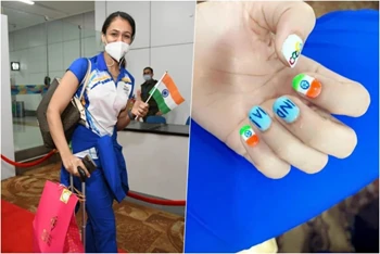 Manika Batra and PV Sindhu Olympic manicures