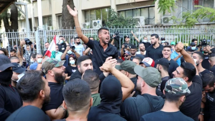 Hezbollah Led protest against Tarek Bitar
