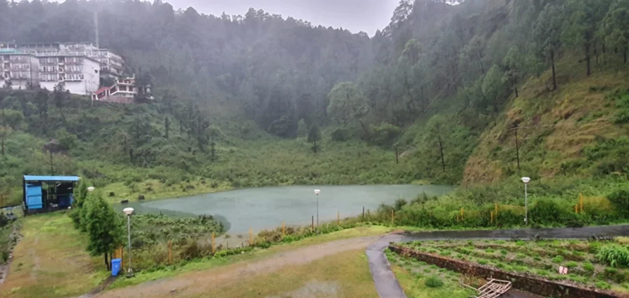 Hoof shaped Khurpatal Lake with emerald blue-green water