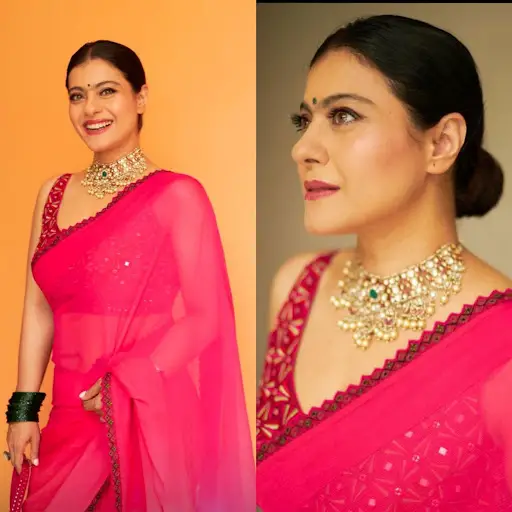 Kajol in a traditional pink saree