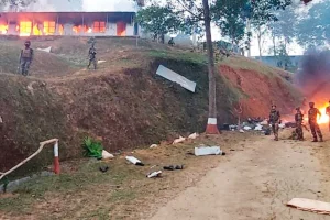 Assam Rifles camp on fire in Nagaland