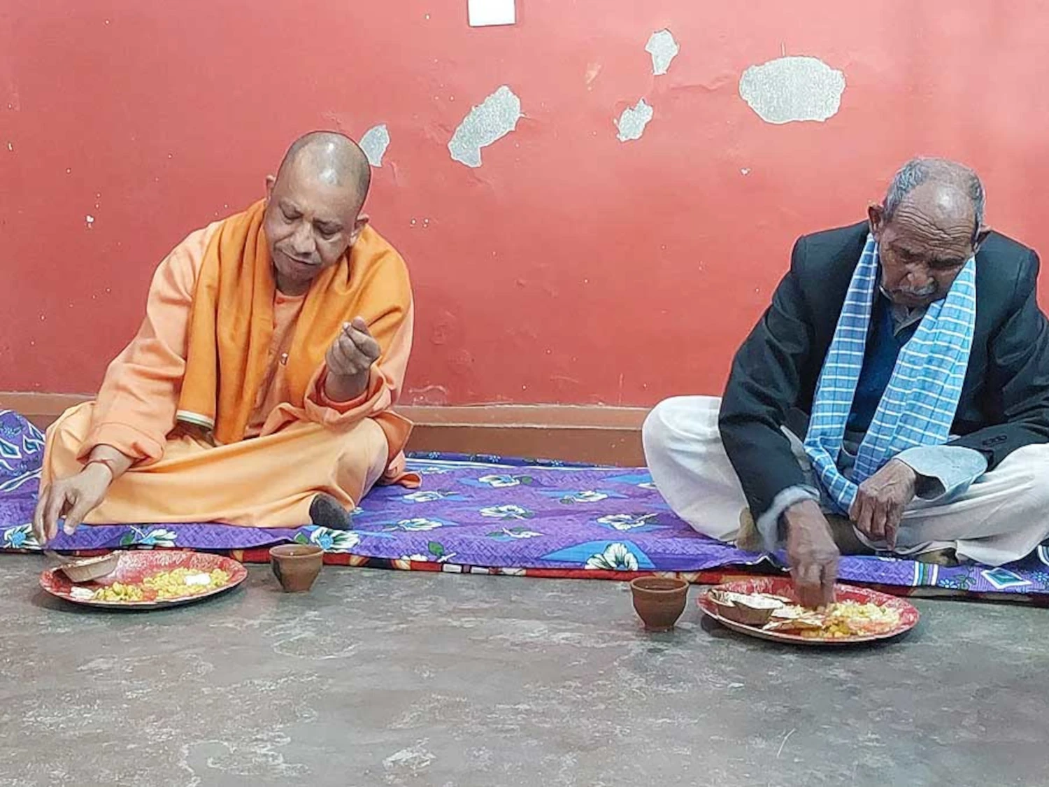 UP Chief Minister eating at a Dalits house