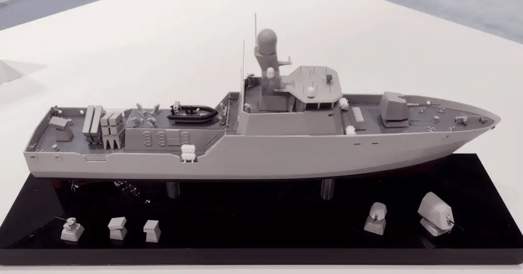 British company Babcock's model of a large missile boat for the Ukrainian Navy as a part of Mosquito Fleet Strategy.