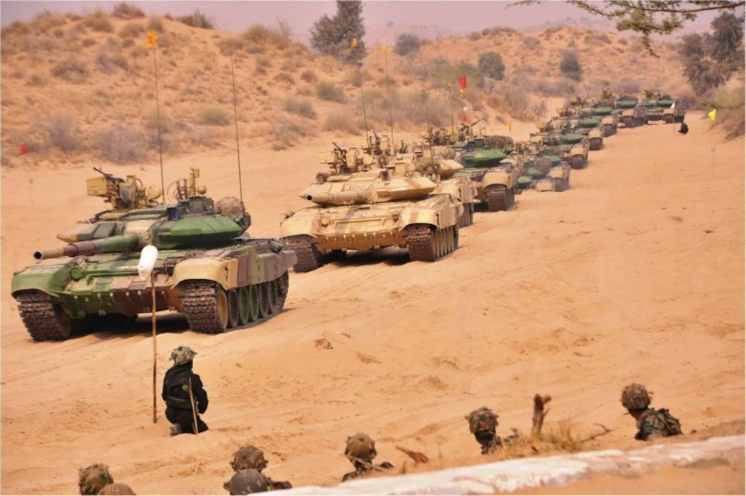 Indian Amy Tanks during a drill