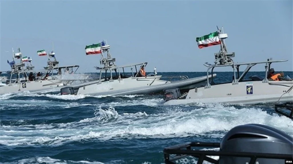 Islamic Revolutionary Guards Corps patrol boats in the Persian Gulf 