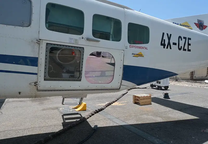 Laser interception system on a  Cessna Grand Caravan test aircraft