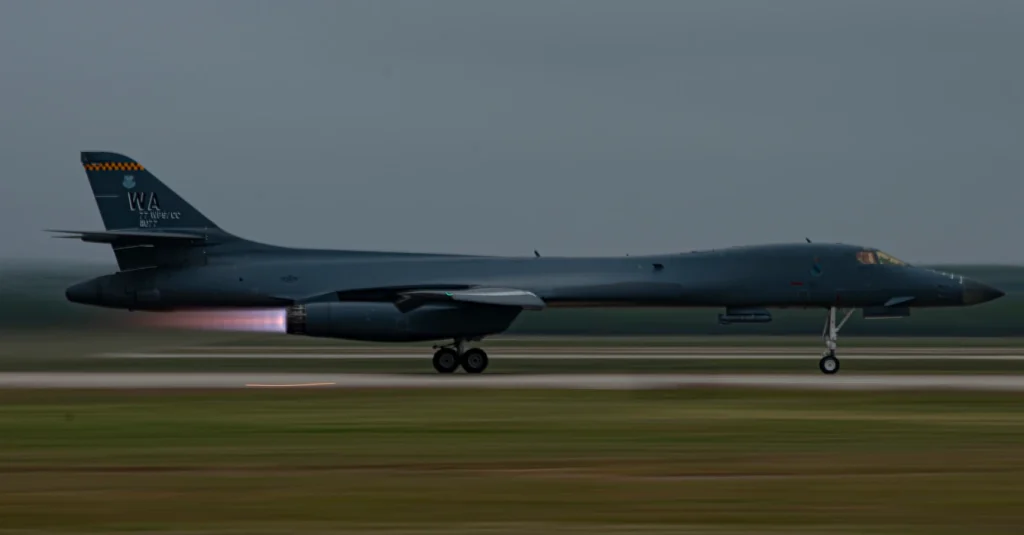 A B-1B Lancer takes off at Dyess Air Force Base, Texas, Oct. 19, 2020. 
