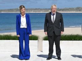 Boris Johnson and Carrie Johnson during the G7 Germany summit