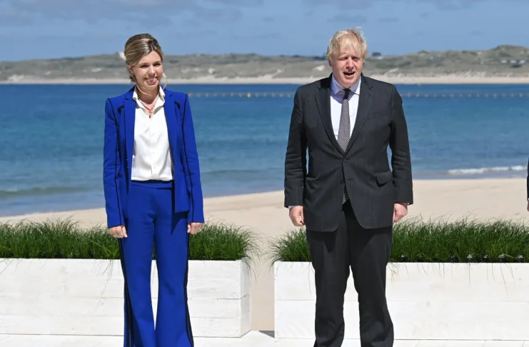 Boris Johnson and Carrie Johnson during the G7 Germany summit
