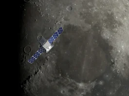 CAPSTONE satellite over the lunar North Pole