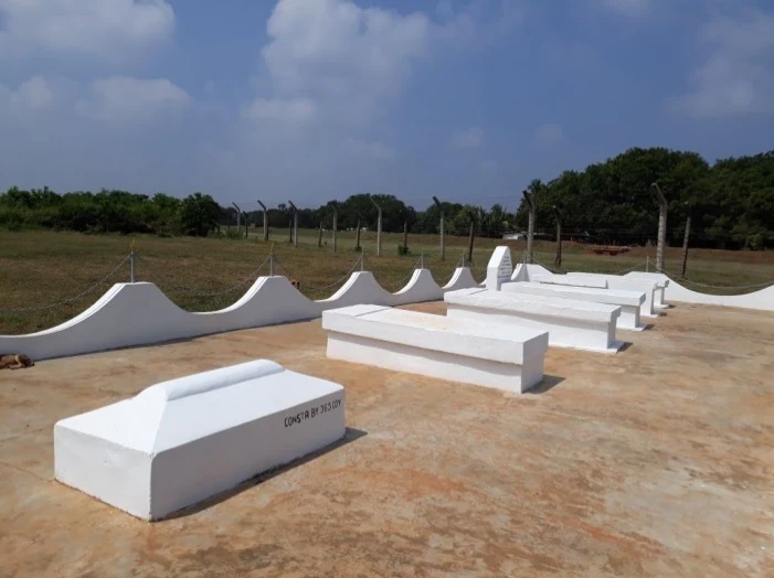 Unmarked graves at the 10 PARA Memorial at Palaly Air Base. It's now a Corps HQ.
