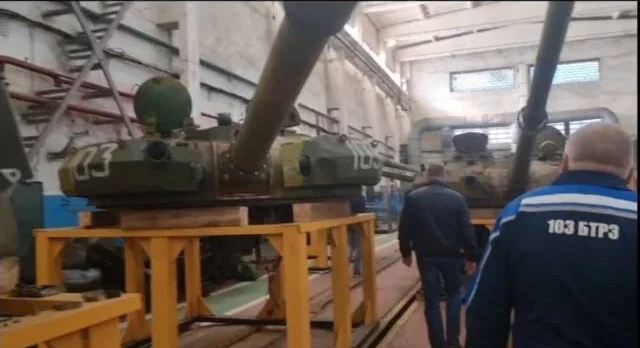 T-62 tank in the 103rd armoured repair facility video