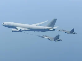 Indian Air Force Sukhoi Su-30 MkIs getting refueled by a UAE Air Force Airbus A330 MRTT tanker