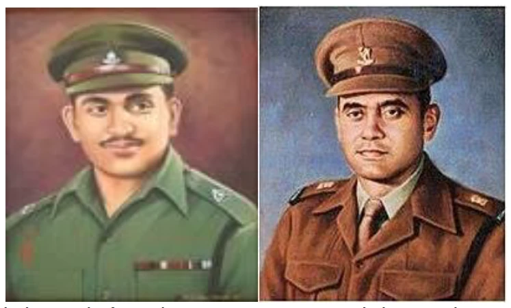Left late Maj Som Nath Sharma, the first Indian PVC on 3 Nov 1947& right late Maj Shaitan Singh, awarded PVC in Rezang La Battle on 18 Nov 1962
