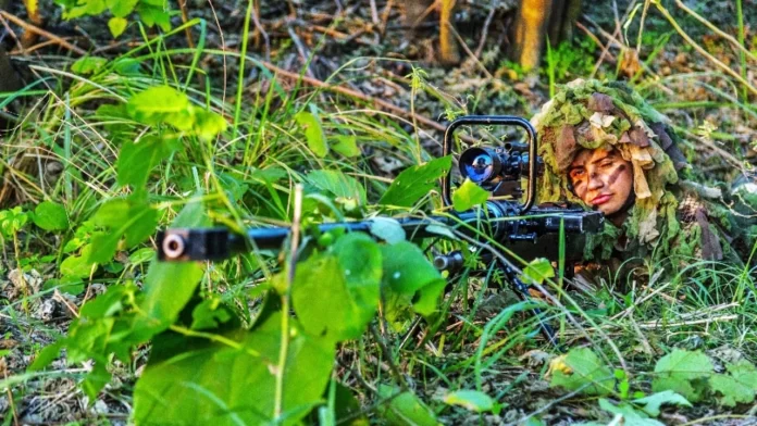BSF Paramilitary Female Sniper With 20 x 82mm Vidhwansak Anti Material Rifle