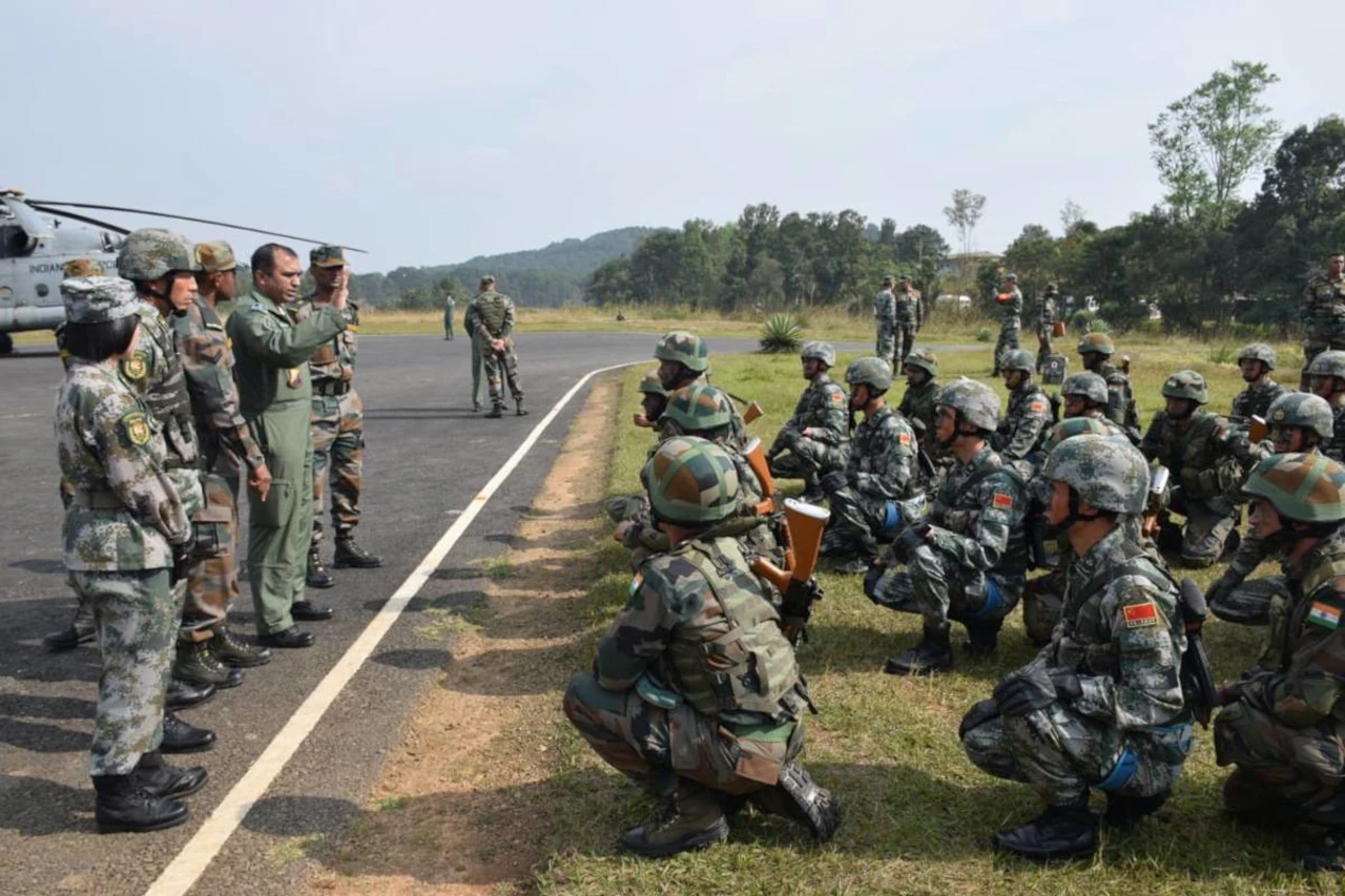 Indian and Chinese troops during an Exercise