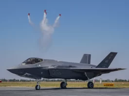 F-35 Demo team performs during Aero India 23