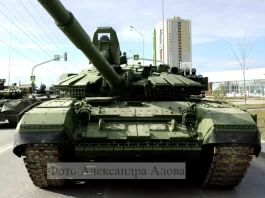 Newly upgraded Russian T-72B tank. April 2023.