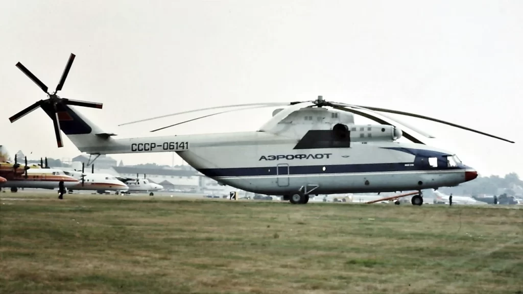 Mil Mi-26 in Aeroflot markings at the 1984 Farnborough Air Show