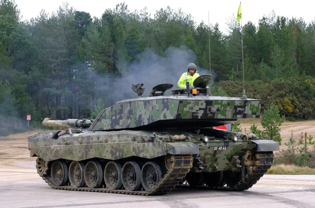 Challenger 2 tank in multicolored MCDC-5 digital camouflage