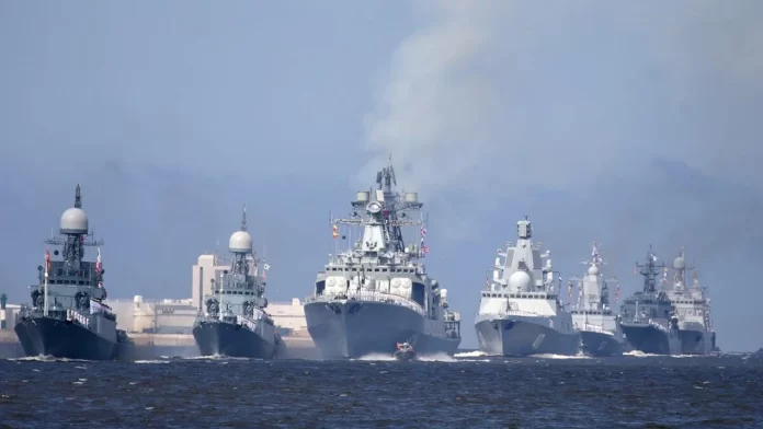 Russian Navy Ships in formation