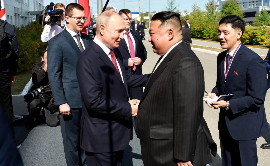 Russian President Vladimir Putin and North Korean leader Kim Jong-un at the Vostochny Cosmodrome