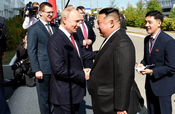 Russian President Vladimir Putin and North Korean leader Kim Jong-un at the Vostochny Cosmodrome