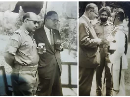 Dr Ralph Bunch, Secretary General United Nations, accompanied by Gen Nimo during a visit to Poonch in mid 1964.