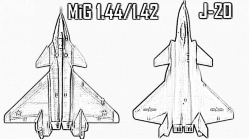 Mig 1.44 vs J-20 Top View
