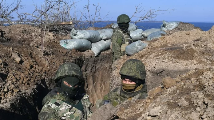 Russian Soldiers in a Trench