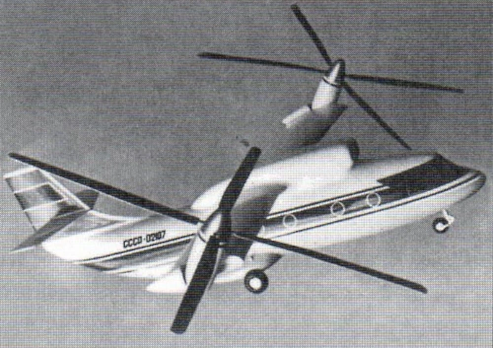 Mil Mi-30 Vintoplan. Mi-30 model in transitional flight mode
