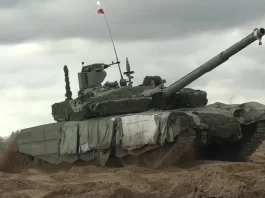 T-90M Proryv tank with Nakidka Cape